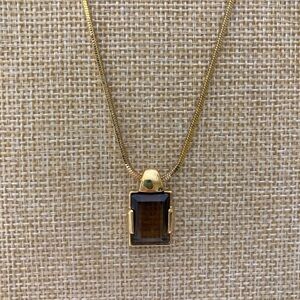 Swarovski Crystals Swan Logo Pendant Necklace‎ Smoky Brown